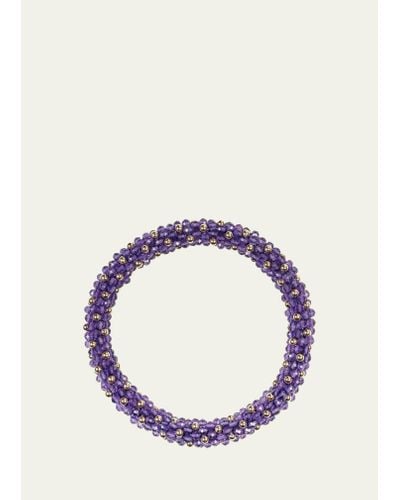 Meredith Frederick 14k Gold And Amethyst Roll On Bracelet - Blue