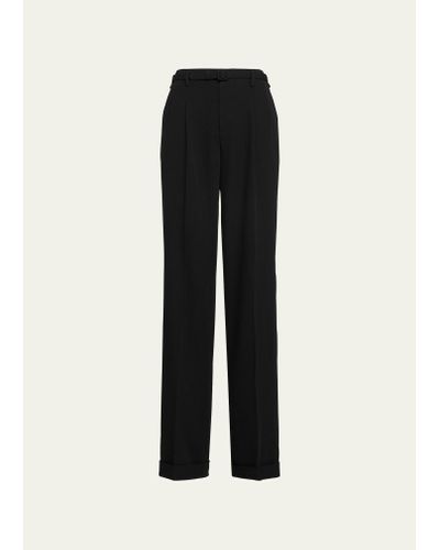 Ralph Lauren Collection Stamford Straight-leg Wool Belted Pants - Black
