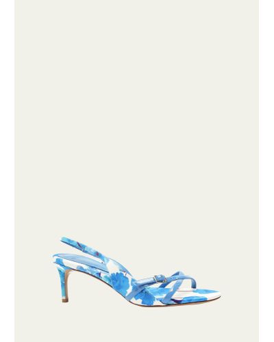 Alexandre Birman Maia Floral Crisscross Slingback Sandals - Blue