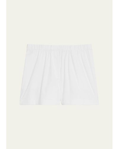 Theory Boxer Stretch Cotton Wide-leg Shorts - Natural