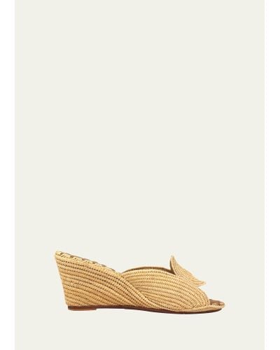 Carrie Forbes Etre Raffia Wedge Sandals - Natural