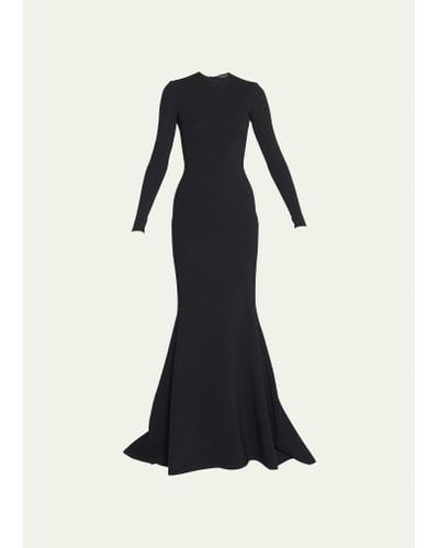 Balenciaga Long-sleeve Maxi Mermaid Gown - Blue