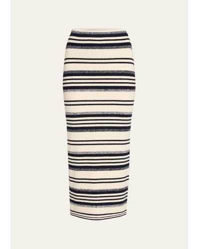 Jonathan Simkhai Teagan Metallic Stripe Knit Midi Skirt - White