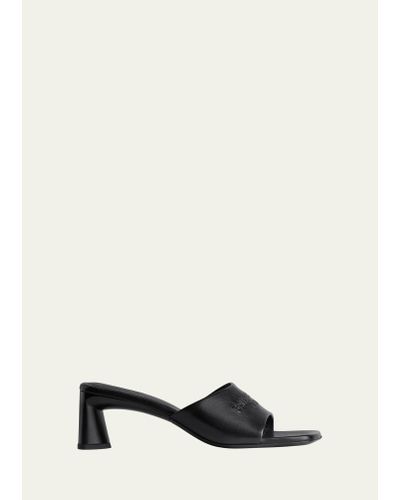 Balenciaga Dutyfree Leather Logo Mule Sandals - Black