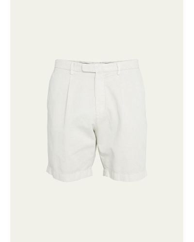 Boglioli Stonewashed Cotton-linen Shorts - Natural