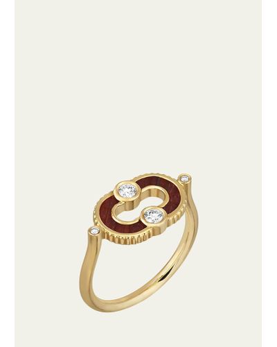 Viltier Magnetic Bull-eye Ring In 18k Yellow Gold And Diamonds - Metallic