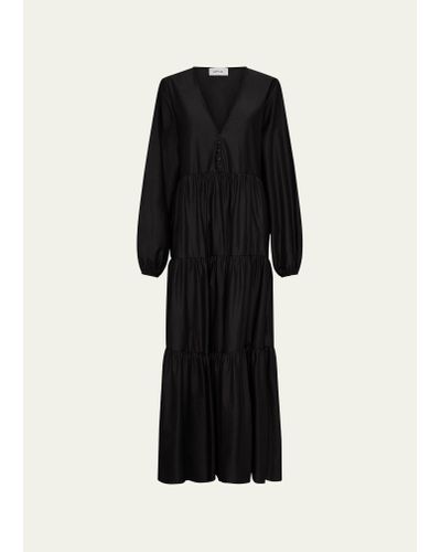 Matteau Long-sleeve Plunge Dress - Black