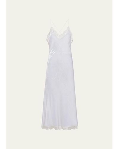 Miu Miu Velvet Lace-trim Midi Slip Dress - White