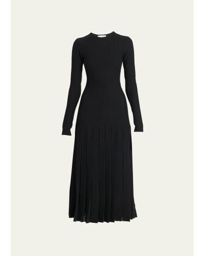 Gabriela Hearst Walsh Pleated Wool Maxi Dress - Black