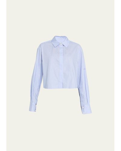 Jonathan Simkhai Renata Cropped Button-front Shirt - Blue