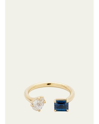 Jemma Wynne 18k Yellow Gold Diamond & Sapphire Open Ring - Multicolor
