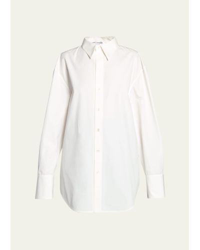 Saint Laurent Long Button Down Collared Dress Shirt - White