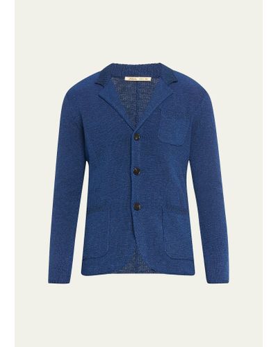Baldassari Mouline Knit Sweater Jacket - Blue