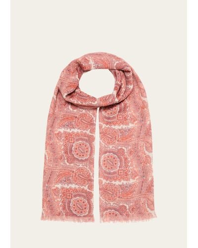 Cesare Attolini Cashmere And Silk Paisley-print Scarf - Pink