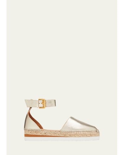 See By Chloé Glyn Metallic Closed-toe Platform Sandals - Natural