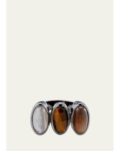 Nakard Triple Elliptic Ring With Tiger's Eye - Natural