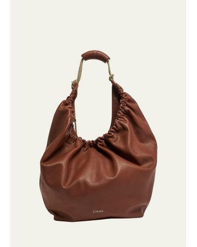Loewe X Paula's Ibiza Squeeze Xl Shoulder Bag In Leather - Brown