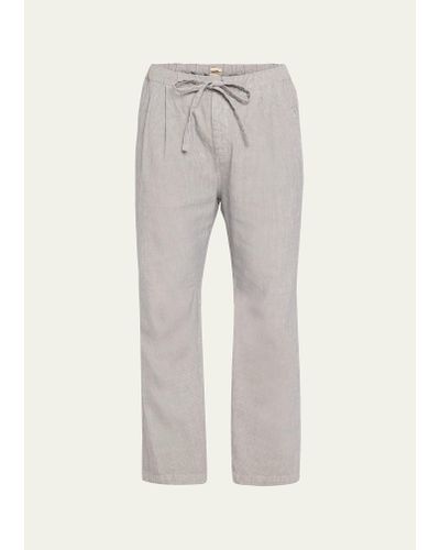 Massimo Alba Cotton-linen Relaxed Fit Drawstring Pants - Gray