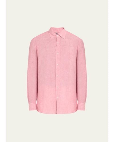 Bergdorf Goodman Linen Sport Shirt - Pink