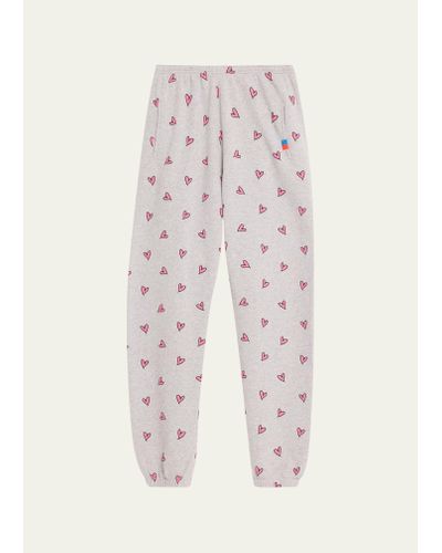 Kule The All Over Heart-print Cotton Sweatpants - White