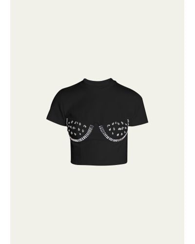 Area Crystal Watermelon Cup Cropped Tee - Black