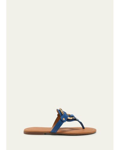 See By Chloé Hana Ring Thong Leather Flat Sandals - Multicolor