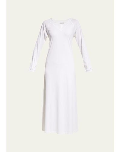 Hanro Pure Essence Long-sleeve Long Nightgown - White