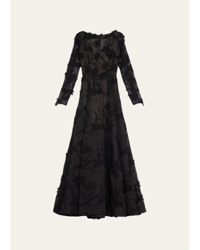 Jason Wu Emboidered Organza Gown - Black