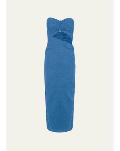 ViX Solid Sonny Detail Midi Dress - Blue