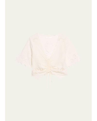 Mother The Social Butterfly Embroidered Top - Natural