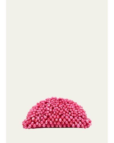 Cult Gaia Jaala Mini Beaded Shell Clutch Bag - Pink