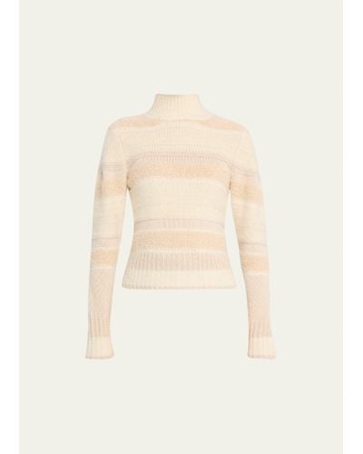 Zimmermann Lyrical Striped Wool Turtleneck Sweater - Natural