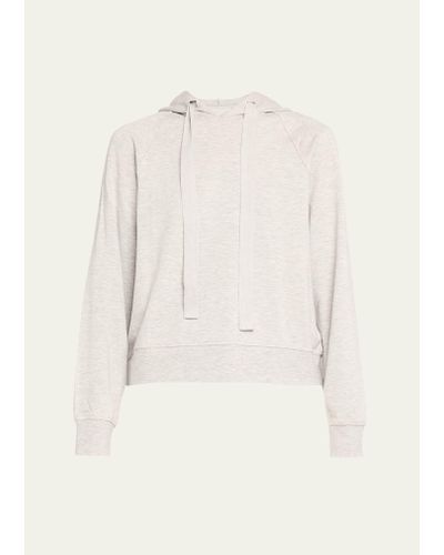Majestic Filatures French Terry Hoodie With Grosgrain Trim - Natural