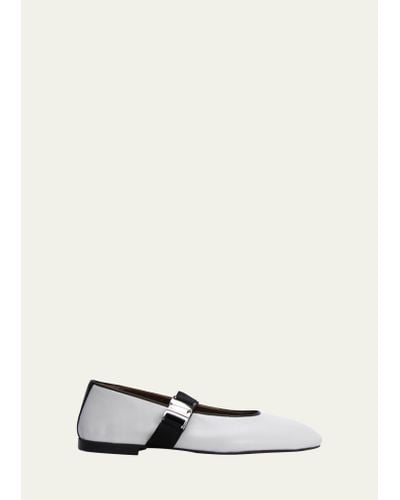 Wales Bonner Leather Buckle Ballerina Flats - White