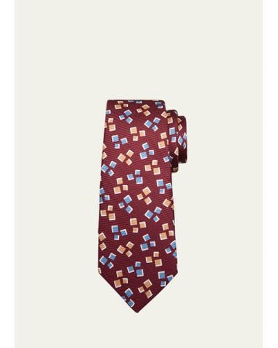 Kiton Silk Mini Square-print Tie - Red