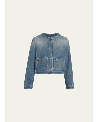 Givenchy Jean Jacket With 4g Chain Detail - Blue