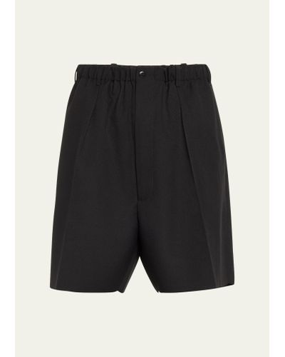 Random Identities Drop-crotch Twill Worker Shorts - Black