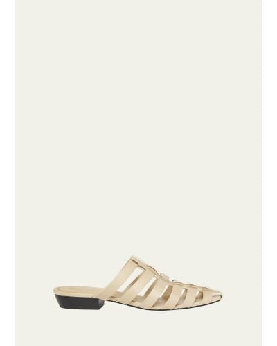 Loro Piana Kaede Caged Leather Mule Sandals - Natural