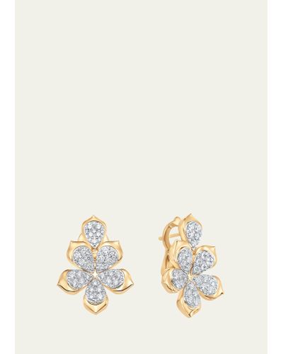 Sara Weinstock 18k Two-tone Gold Lierre Diamond Partial Pear Flower Stud Earrings - Natural