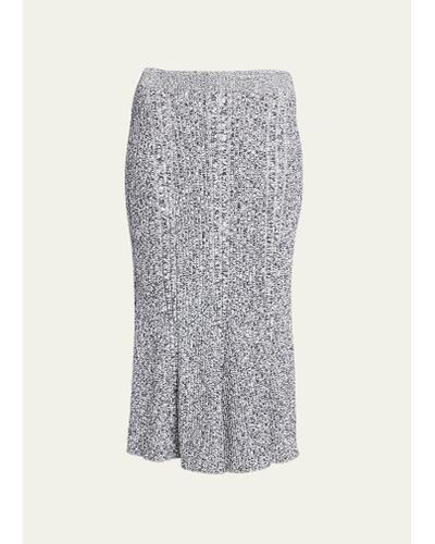 Stella McCartney Ribbed Mouline Wool Pencil Skirt - Gray