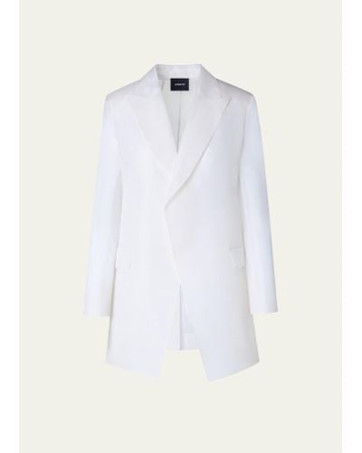 Akris Teodore Silk Gauze Oversize Blazer Jacket - White