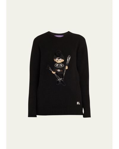 Ralph Lauren Collection Ski Bear Crewneck Cashmere Sweater - Black