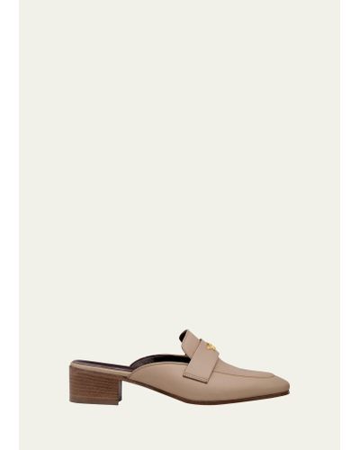 Bougeotte Leather Loafer Mules - Natural