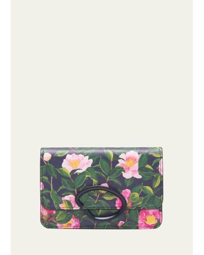 Oscar de la Renta O Pochette Camellia-print Crossbody Bag - Multicolor