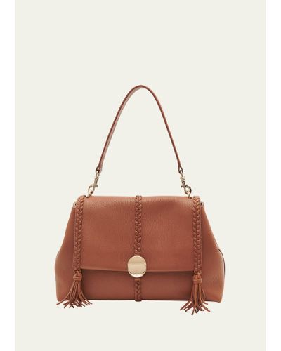 Chloé Penelope Medium Top-handle Bag In Smooth Grained Leather - Brown