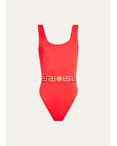 Versace Greca One-piece Swimsuit - Red