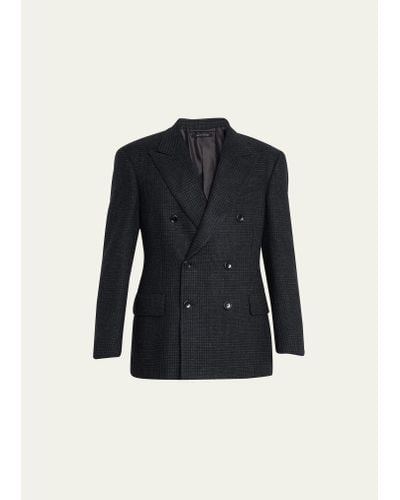 Tom Ford Wool-blend Check Suit - Blue