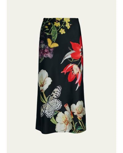 Alice + Olivia Maeve Essential Floral Slip Skirt - White
