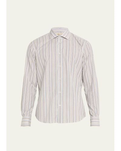 Baldassari Linen-cotton Stripe Sport Shirt - White
