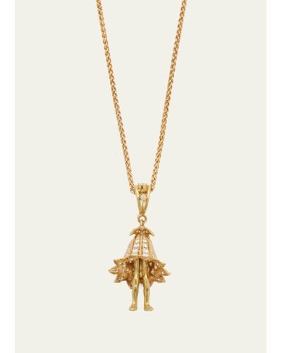 Anthony Lent Flower Child Pendant Necklace In 18k Gold And Diamond - Natural